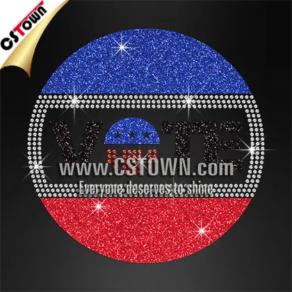 Hot sale lettering VOTE in rhinestone and glitter