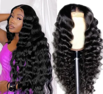Loose Deep Wave Wigs Lace Front Human Hair Wigs Peruvian Virgin Remy Hair Pre Plucked 13x4 Lace Front Wigs For Black Women