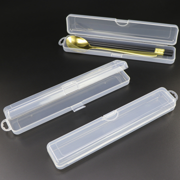 Rectangle Tableware Cutlery Chopsticks Gift Packaging Box Clear Public Spoon Storage Case