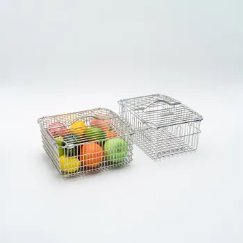 SS304 Stainless Steel Ultrasonic Cleaning Fruit Basket with Cover