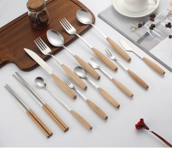 Tableware Stainless Steel Knife Fork Spoon Wooden Handle
