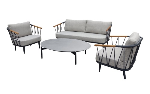 Teak- und Aluminium -Set von 4