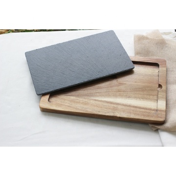 Wooden Serving Board with Slate Inlay