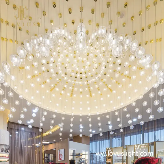 White high luxury pearl chandelier shopping mall hotel chandelier professional custom creative chandelier