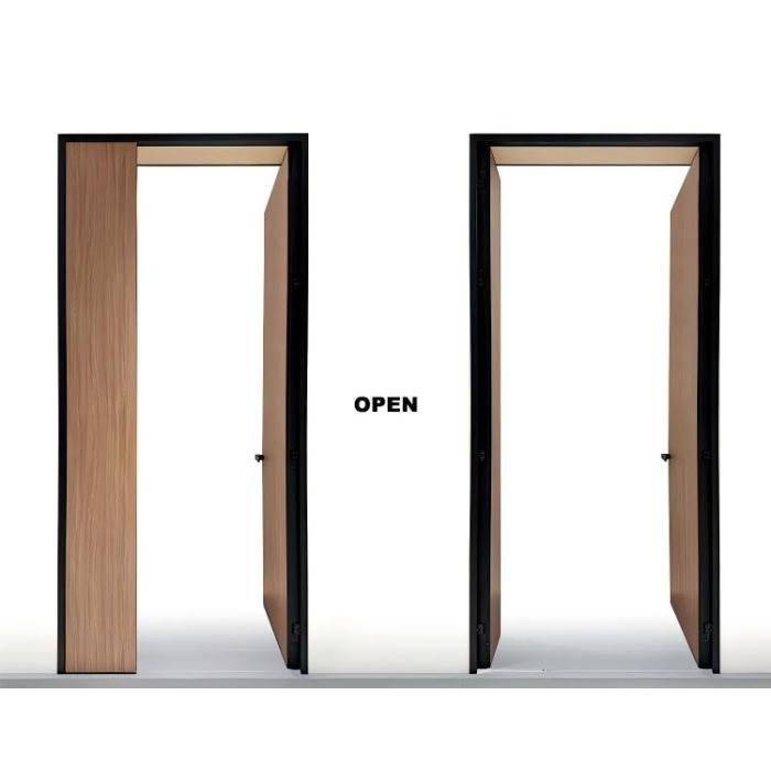 Porta de laje sólida com moldura de alumínio e fechadura secreta