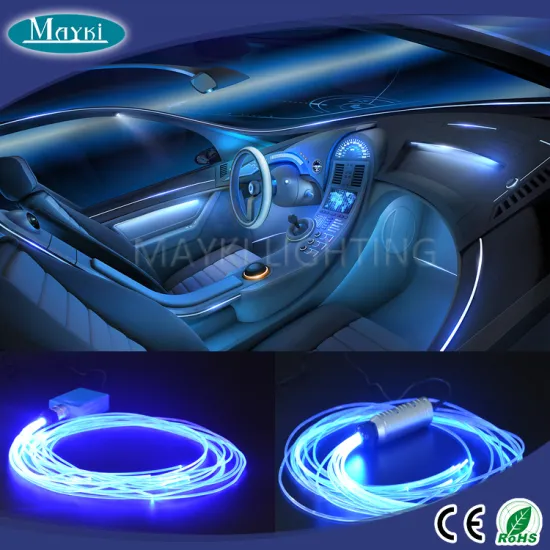 Car interior led lights with RGB color changing and fiber optic side emitting cable