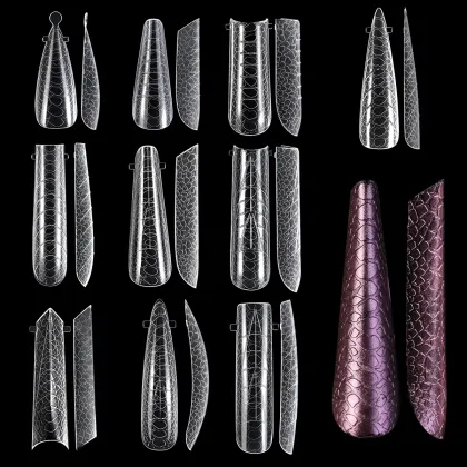 Miukiula 3D Snake Pattern Stiletto Nail Tips - Extra Long Dual Form