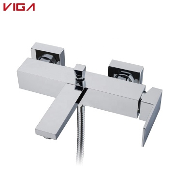 Modern Wall-Mounted Chrome Polished Bathroom Bath & Shower Mixer Tap