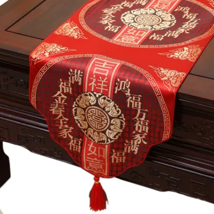 Proud Rose Chinese Satin Table Runner Tafelloper Tablecloth Table Flag with Tassels Home Decor Table Cloth Custom