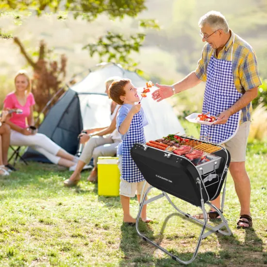 Hot Sale long legs  Camping Kebab Barbecue OEM ODM Portable Stainless Steel BBQ Grill Indoor Charcoal Foldable Barbecue Grill
