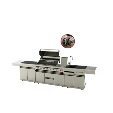 Chinese Professional Commercial Outdoor Kitchen Cabinet Island BBQ Set Grill