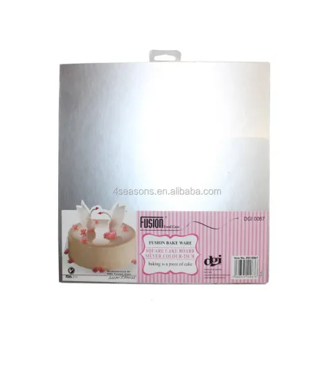 25 cm Silver Square Cake Board | Cardboard Baking Tools | Cake Base