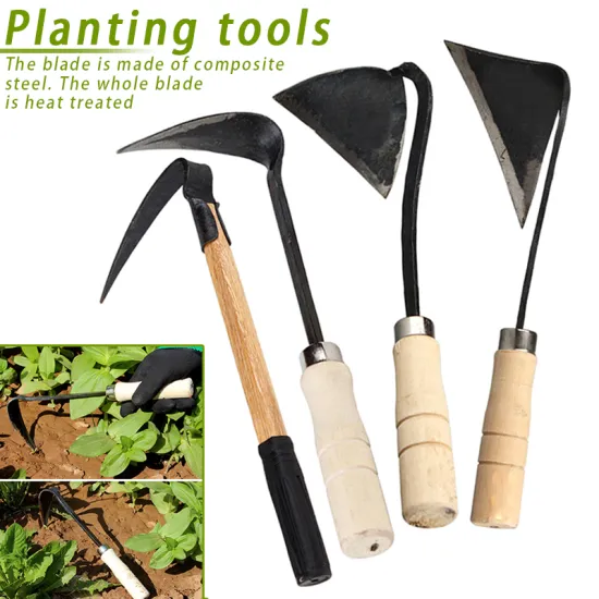 HOT Hand Plow Wooden Short Handle Hoe Korean Style Traditional Garden Digger Tool for Better Home Garden NDS