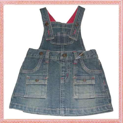 fashion children denim skirts with brace