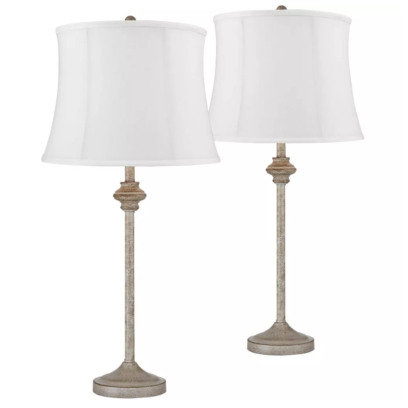 Set of 2 Beige Farmhouse Table Lamps (10)