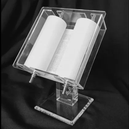 Modern Minimalist Lucite Pedestal Display Stand for Jewish Torah Scroll