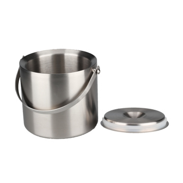 Brushed Stainless Steel Double-Walled Ice Bucket with Lid