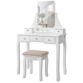 Solid Wood Vanity Makeup Mirror Set Dressing Table