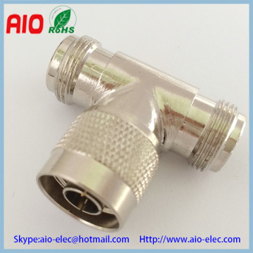 T tee N male to double female adaptor RF connector