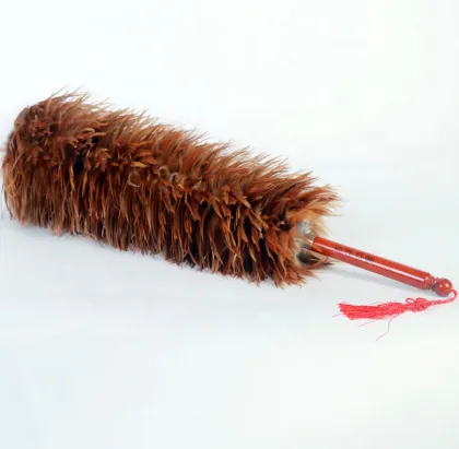 75CM Long Natural Rooster Chicken Feather Duster with Wooden Handle
