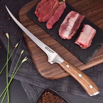 German Stainless Steel Wood Fishing Knife Boning Kitchen Knife