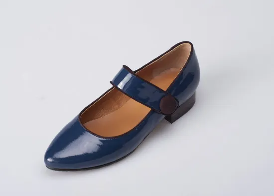 Black Ladies / Womens Leather Flat Shoes With Sheepskin Lining