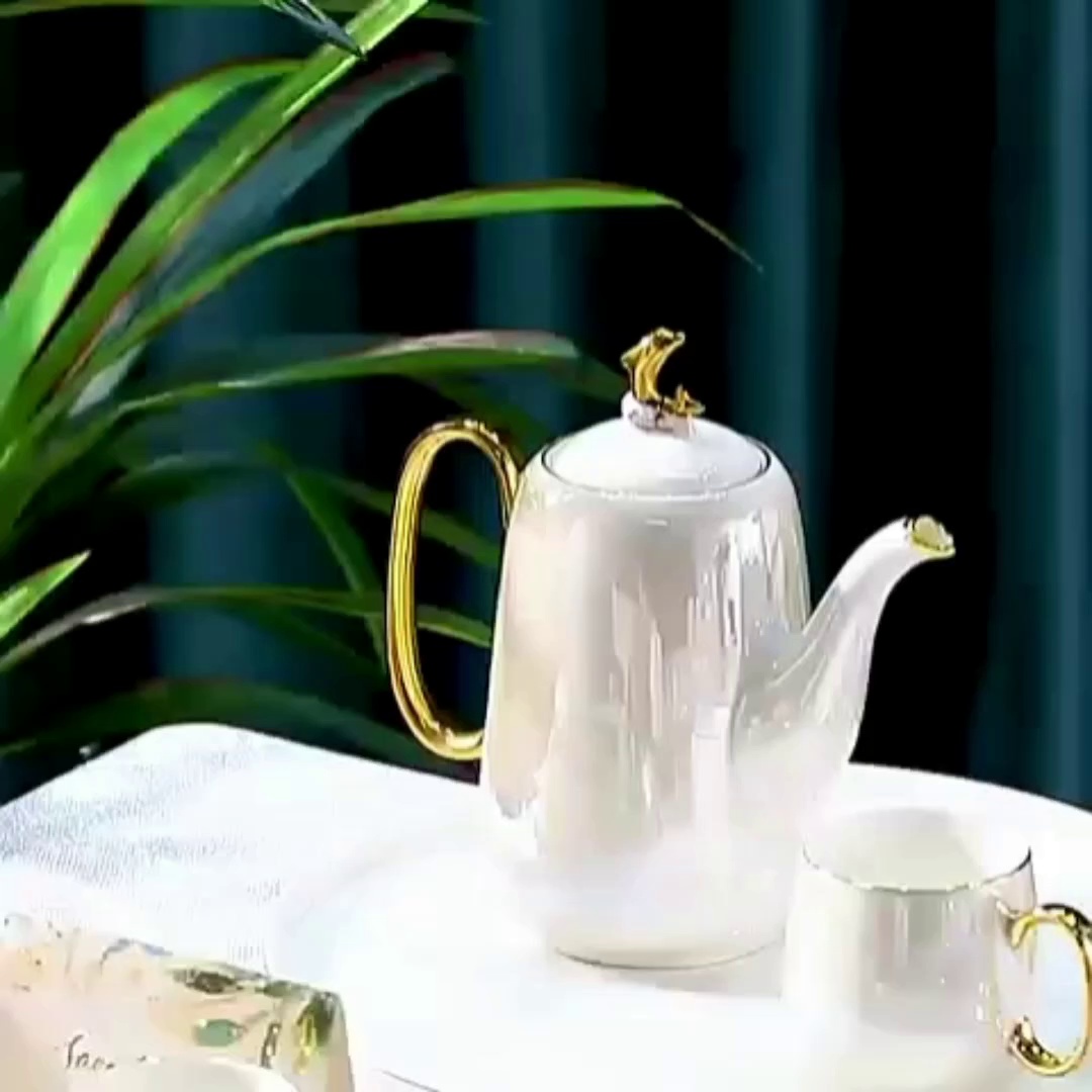 Nordic Phnom Penh Ceramic Coffee Tea Set with Tray