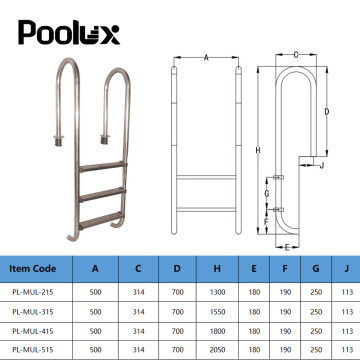 1,0 mm 1,2 mm Dicke SS 304 3steps Poolleiter