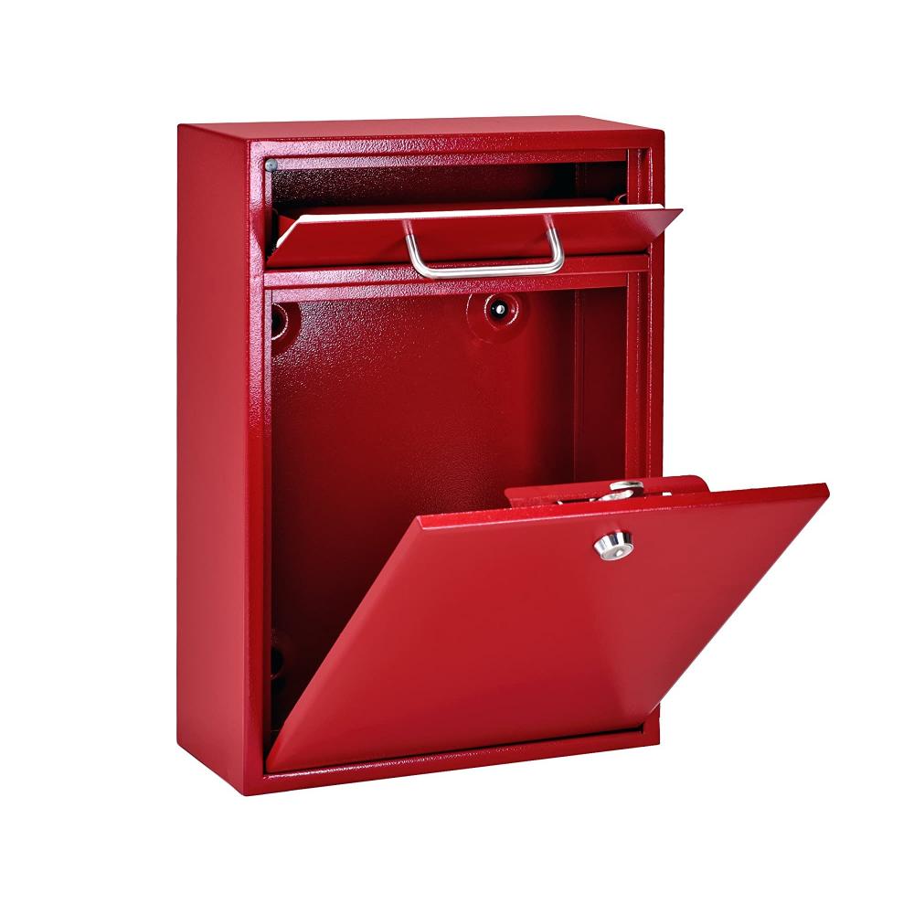 Wall-Mounted Mailbox Outdoor Steel Postbox with Key Lock