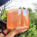 Q're Light Transparent Orange Singing Bowl 432 Hz Energy Sound Crystal Singing Bowls 7.5 "