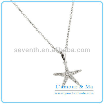 Valentines Day Necklace Gift Rhodium/Gold Plated CZ Diamond Brass Pendant Fashion Necklace