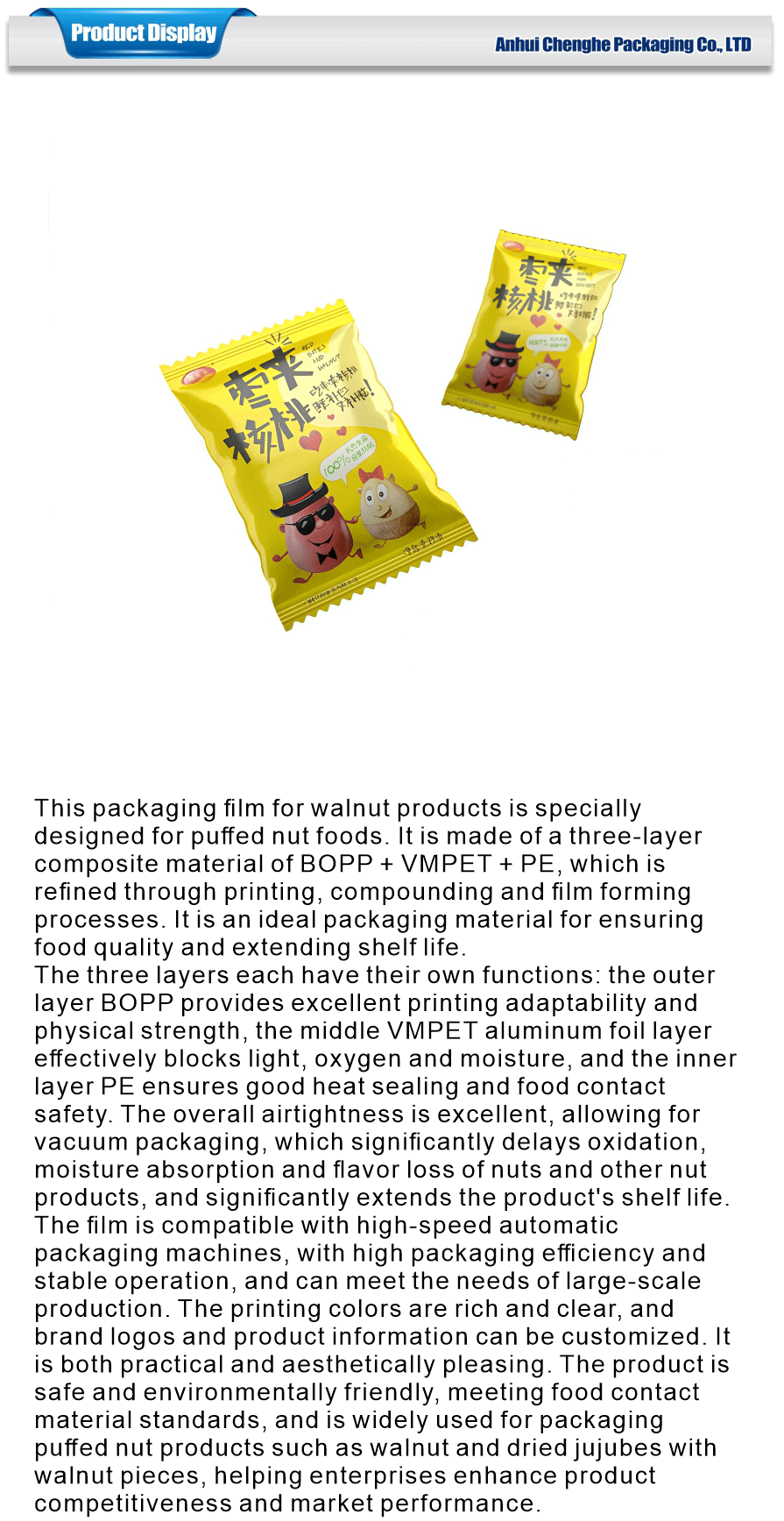 Film packaging for snack items