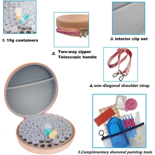 Runde rosa diagonale Diamantmalereispeicherbeutel