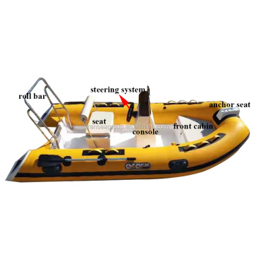 12ft Deep V Keel Fiberglass RIB Inflatable Boat for 4 Persons with Motor