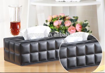 Fashion leather car paper towel weaving box handmade PVC paper napkin box wholesale