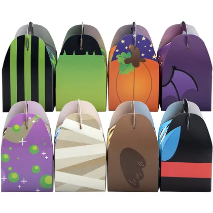 Halloween Cardboard Gift Box - Funny Little Devil Donut Cake Box with Handle