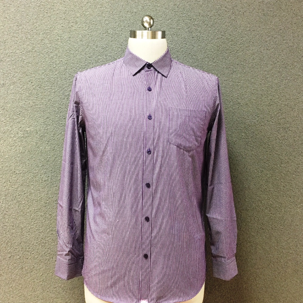Men's cotton purple yarn dyed long sleeves shirt