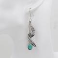 New Retro Boucles d&#39;Oreilles Turquoise Leaves Vintage Boucles d&#39;Oreilles