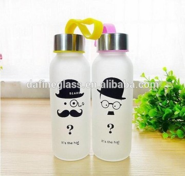 300ml frosted mineral water glass bottle beverage bottle with stainless steel cap