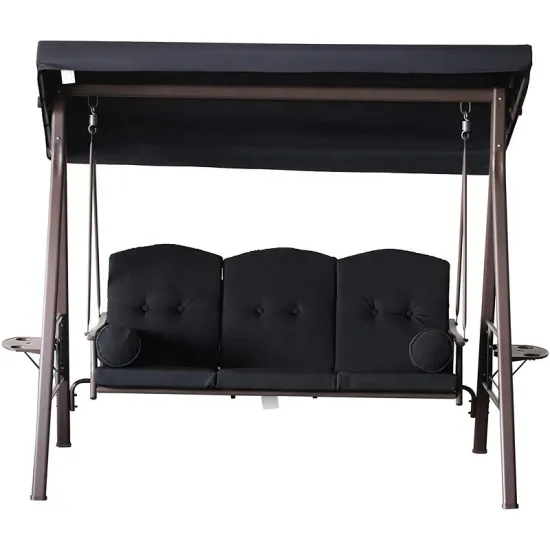Modern 3-Seat Balcony Swing Bed with Canopy: Outdoor Patio Furniture