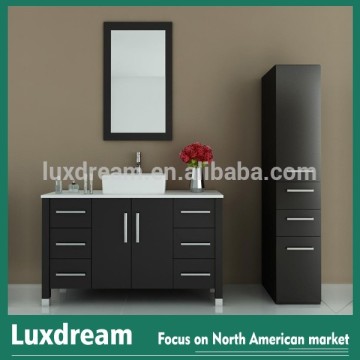 48 inch Espresso contemporary bathroom vanity with side cabinet