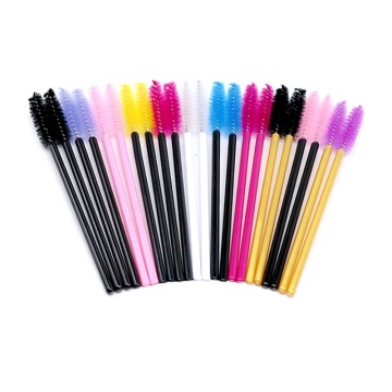 50-Piece Assorted Color Microfiber Eyelash Brushes Set with Purple, Black, and Pink Brushes in Container for Cleansing