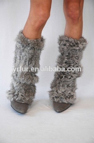 Y.ROGUSA Brand YR024 Warm Rabbit Knitted Fur Lady Fashion Boot Topper/Rabbit Leg Warmer with Elastic