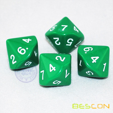 Polyhedral 14 Sided Dice 1-7 Twice (Green)