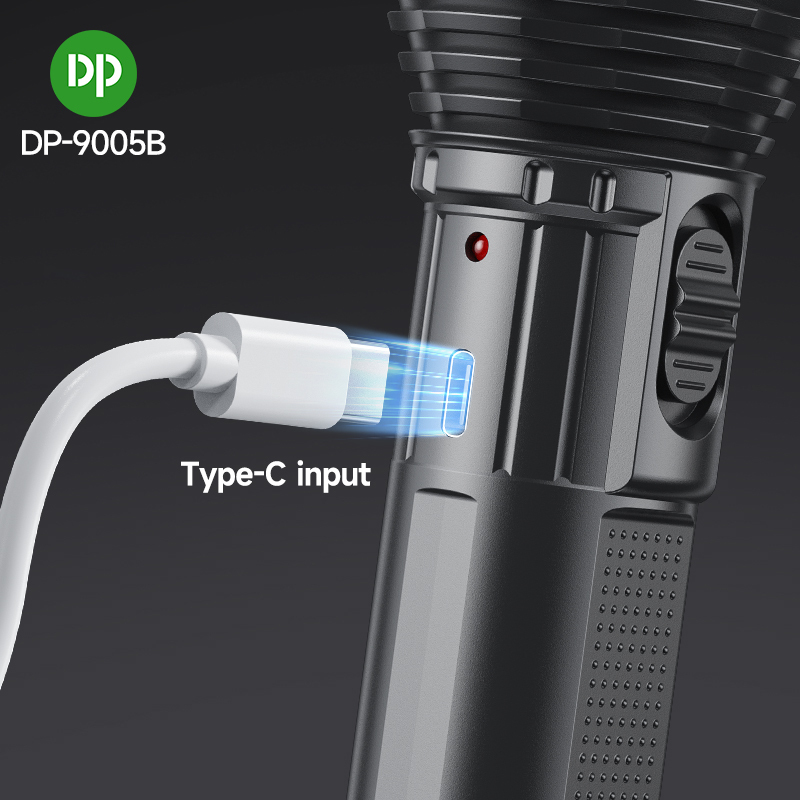 DP Wholesale Portable LED Rechargeable Flashlight Type-C