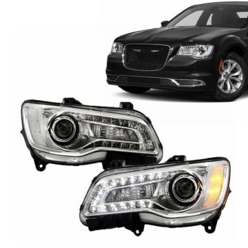 USA OEM Chrome LED Strips Projector Headlights for Chrysler 300C 2015-2017