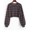 Women's Tribal Ethnic Graphic Cropped Knitwear