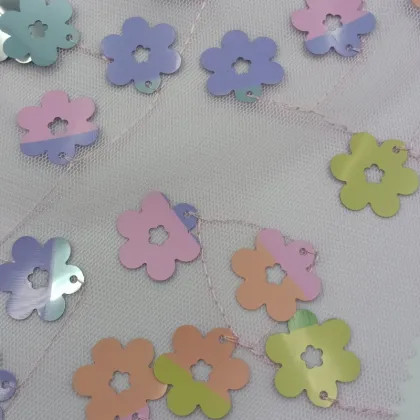 Colorful daisy sequins embroidery