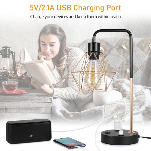 Lampes de table industrielles avec des ports de chargement USB