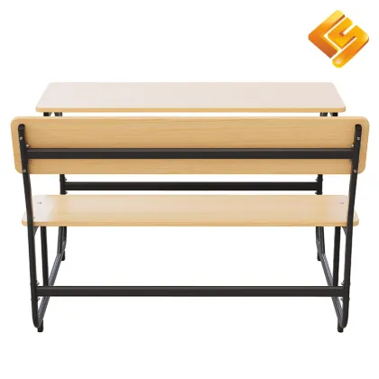 Black C-Bent Steel Wood Shared Desk
